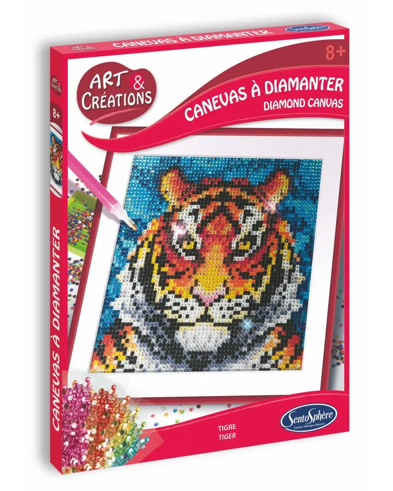 CANEVAS A DIAMANTER TIGRE  Réalise de jolies créations à base de mi...