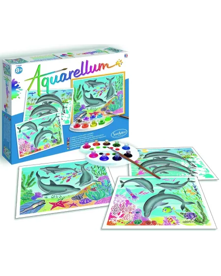 AQUARELLUM DAUPHINS  L'art est un jeu d'enfant ! Quelques gouttes d...