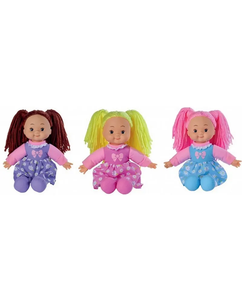 POUPEE CHIFFON CHEVEUX LAINE 38CM 6ASS.  38 cm. Cheveux en laine. A...