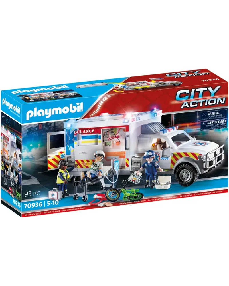 AMBULANCE AVEC SECOURISTES ET BLESSE   PMB70936 PLAYMOBIL Âge Minim...