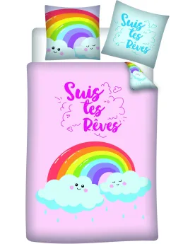 HOUSSE DE COUETTE ARC EN CIEL  Housse : 140 x 200 cm + 1 taie. 100 ...