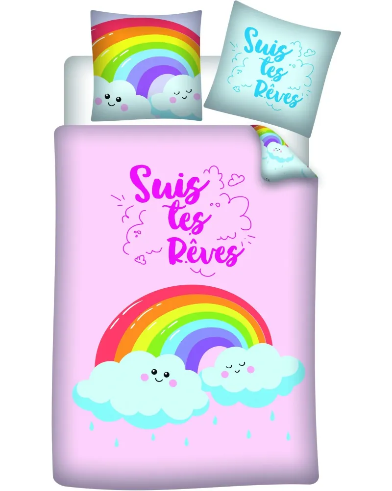 HOUSSE DE COUETTE ARC EN CIEL  Housse : 140 x 200 cm + 1 taie. 100 ...