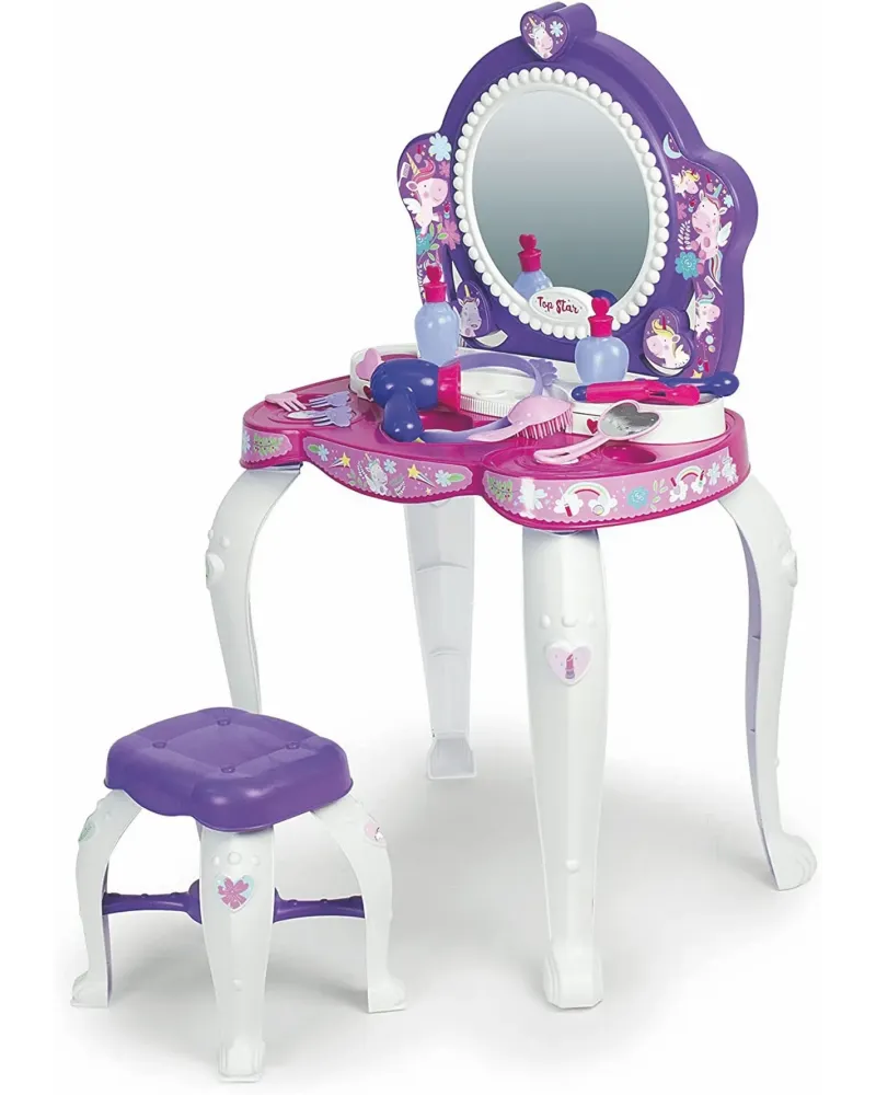 COIFFEUSE TOP STAR + 12 ACC.  Avec tabouret et 12 accessoires. 51 x...