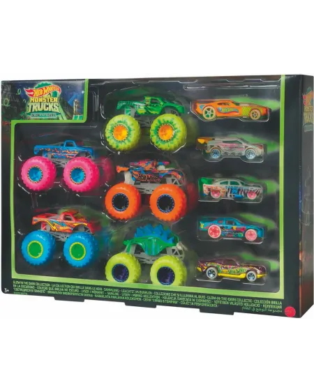 PACK 5 MONSTER TRUCK + 5 HW GLOW IN DARK  10 véhicules (Monster Tru...