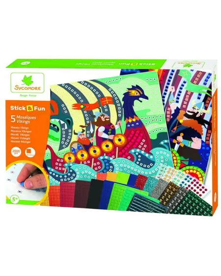 STICK'N FUN XL MOSAIQUES VIKINGS  2000 mosaïques pour décorer 5 tab...