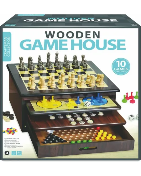 LA MAISON DU JEUX + 10 JEUX CLASSIQUES  Un joli coffret en bois reg...