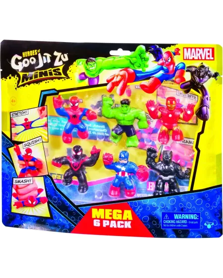 GOOJITZU MARVEL PACK DE 6  Figurines visqueuses, extensibles et glu...