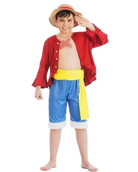COST. ONE PIECE LUFFY 9/10 ANS  Veste, bermuda, ceinture et chapeau...