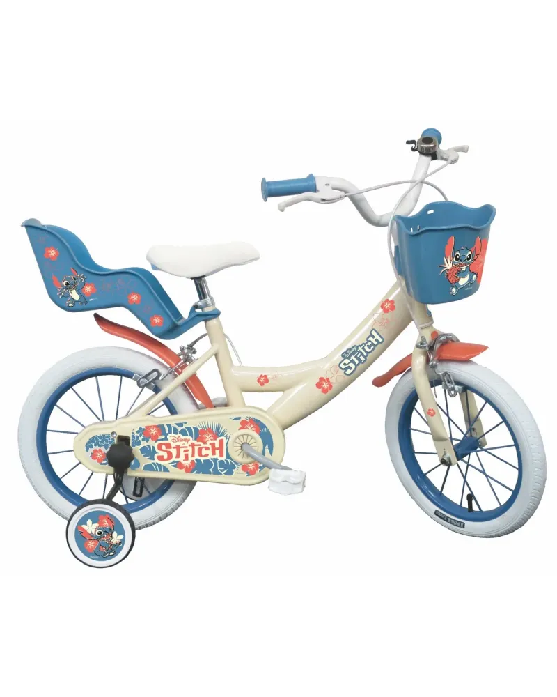 VELO 14" STITCH 2 FREINS PORTE BB+PANIER  Roues gonflables, 2 frein...