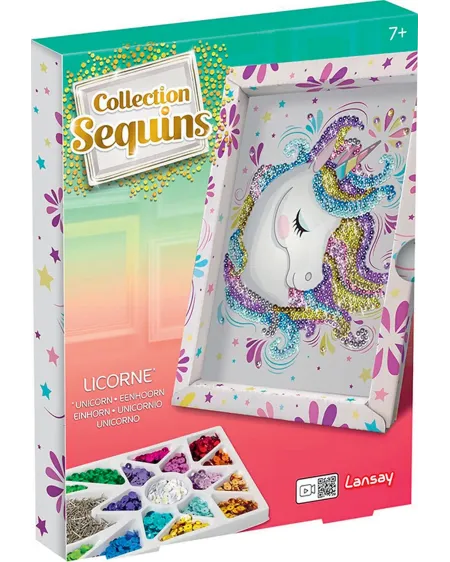 SEQUINS LICORNE  Place les sequins en respectant le code couleur po...