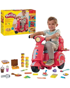 PLAY DOH MON SCOOTER A PIZZA Porteur avec un coffre qui sert de fou...
