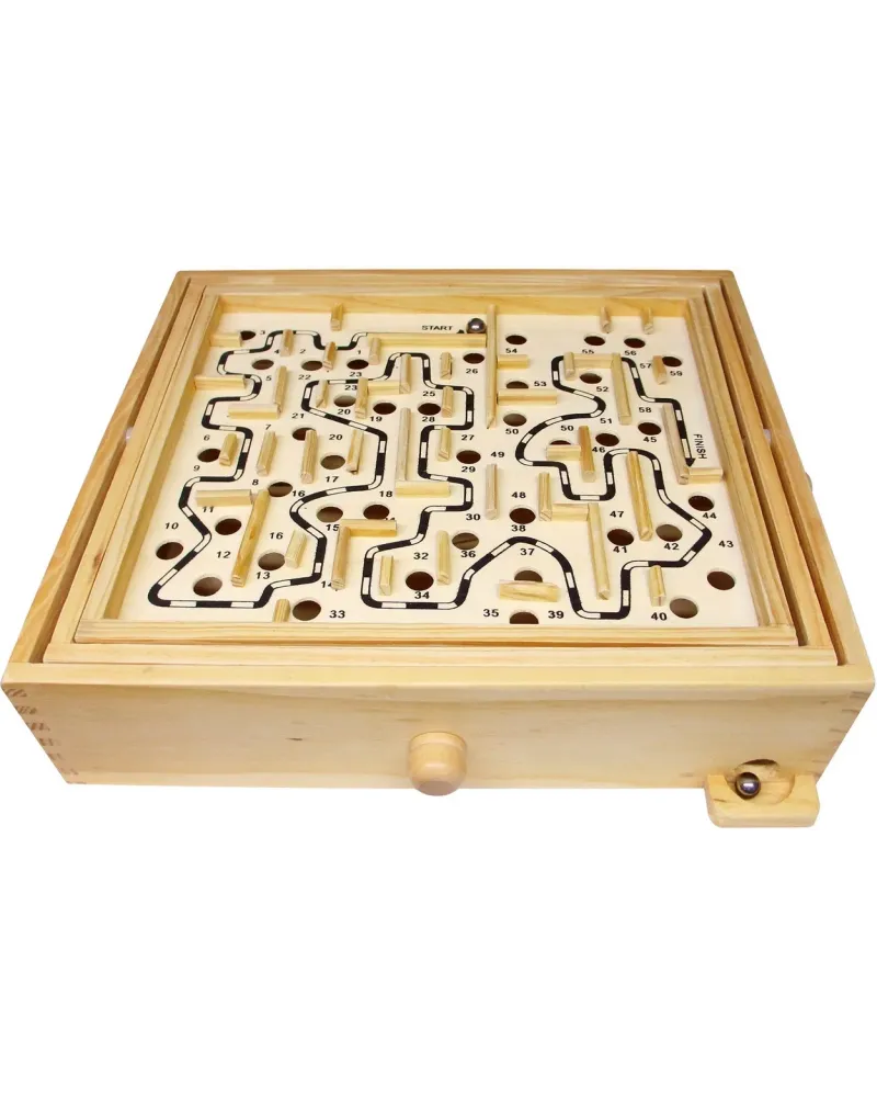JEU DU LABYRINTHE EN BOIS  En bois. Emmène les billes jusqu'à la so...