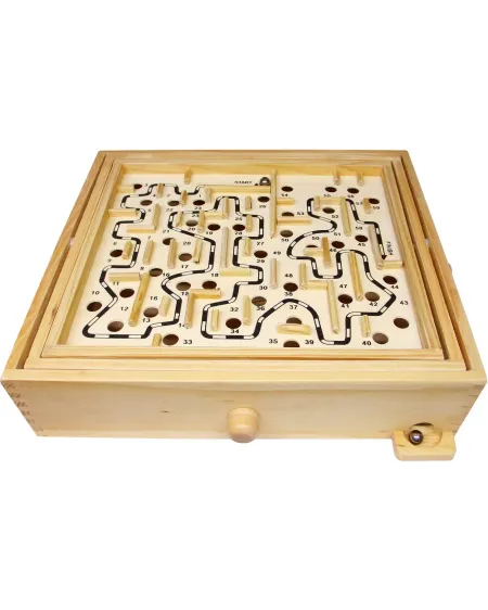 JEU DU LABYRINTHE EN BOIS  En bois. Emmène les billes jusqu'à la so...