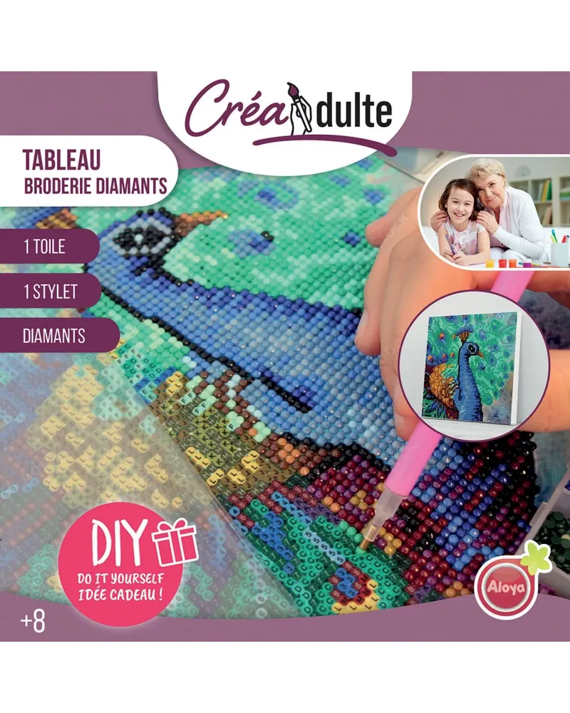 CREADULT TABLEAU BRODERIE DIAMANTS  1 toile, 1 stylet et des diaman...