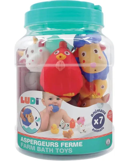 BARIL 7 ASPERGEURS FERME  7 animaux qui crachent de l'eau pour t'am...