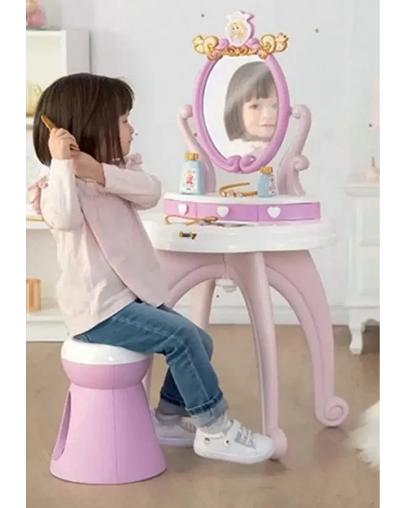 COIFFEUSE PRINCESSE  Avec tabouret et 10 accessoires. 43 x 39 x 86 ...