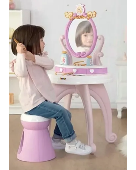 COIFFEUSE PRINCESSE  Avec tabouret et 10 accessoires. 43 x 39 x 86 ...