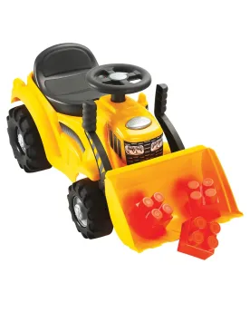 TRACTOPELLE PORTEUR + 5 BRIQUES  Assise ouvrable, 2 poignées pour a...