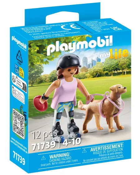 JEUNE FILLE ROLLEUSE AVEC RETRIEVER   PMB71739 PLAYMOBIL Âge Minimu...