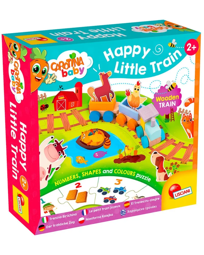 HAPPY LITTLE TRAIN BOIS CHIFFRES FORMES  Un train en bois et un tap...