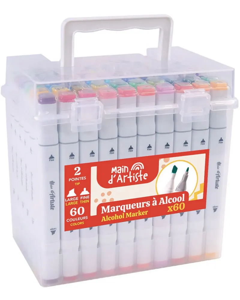 60 MARQUEURS DOUBLE POINTES MAINS D'ARTI