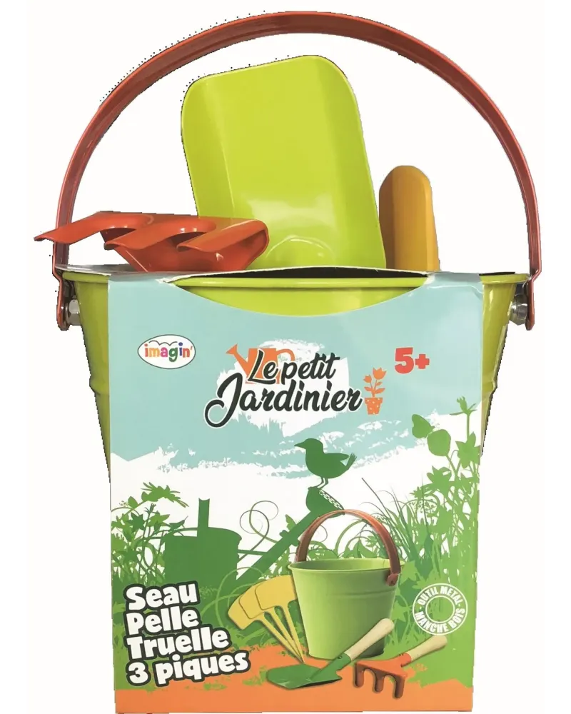 SEAU 16CM METAL + ACC. JARDIN
