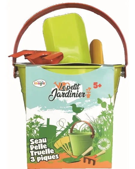 SEAU 16CM METAL + ACC. JARDIN