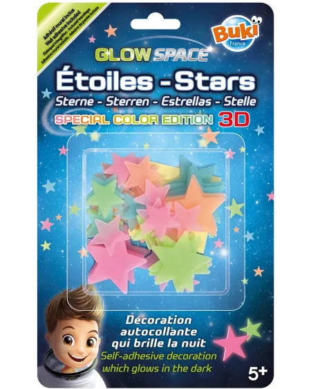 ETOILES 3D PHOSPHORESCENTES COULEUR