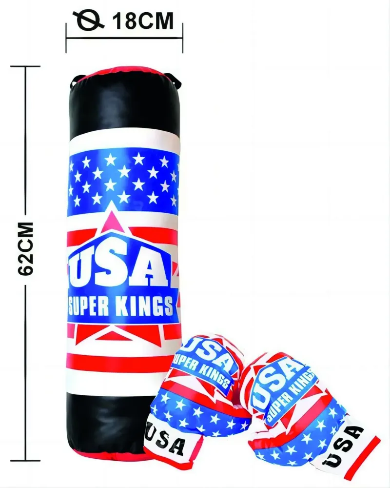 SAC DE BOXE USA 65CM + GANTS 100G 23CM  Sac de 65 cm + 2 gants de 1...