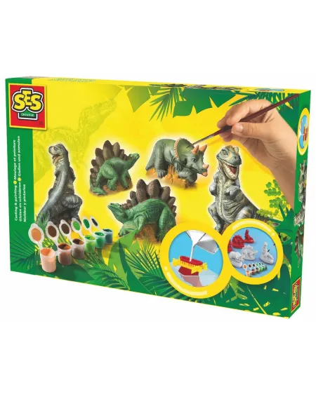 MOULAGES ET PEINTURES DINOS  Moule et peins 3 dinosaures en plâtre....