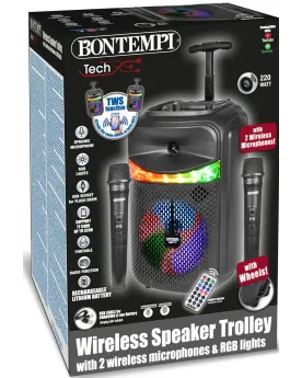 TROLLEY HAUT PARLEUR RADIO 220W 2 MICRO