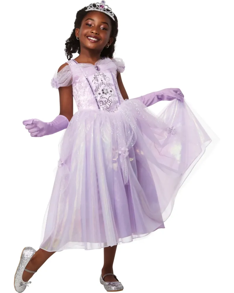COST. LUXE PRINCESSE LAVANDE 5/6 ANS  Tiare et gants inclus. Taille...