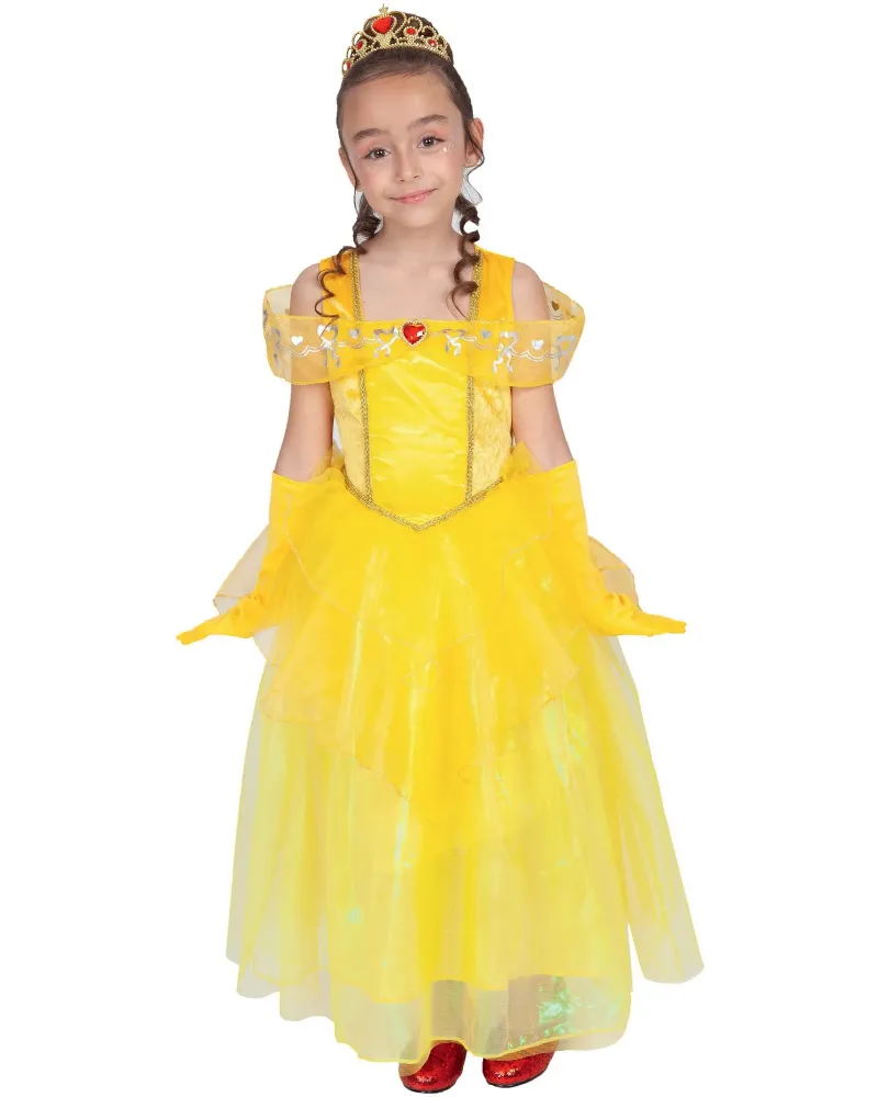 DEGUISEMENT LUXE PRINCESSE JAUNE 3/4  Tiare et gants inclus. Taille...