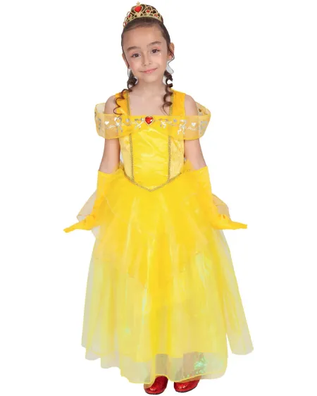 DEGUISEMENT LUXE PRINCESSE JAUNE 7/8  Tiare et gants inclus. Taille...