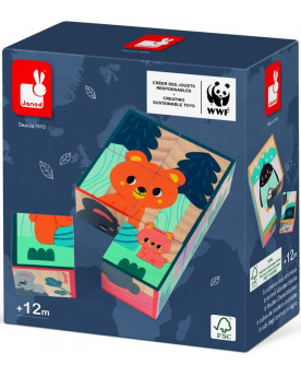 6 CUBES EN BOIS ANIMAUX WWF