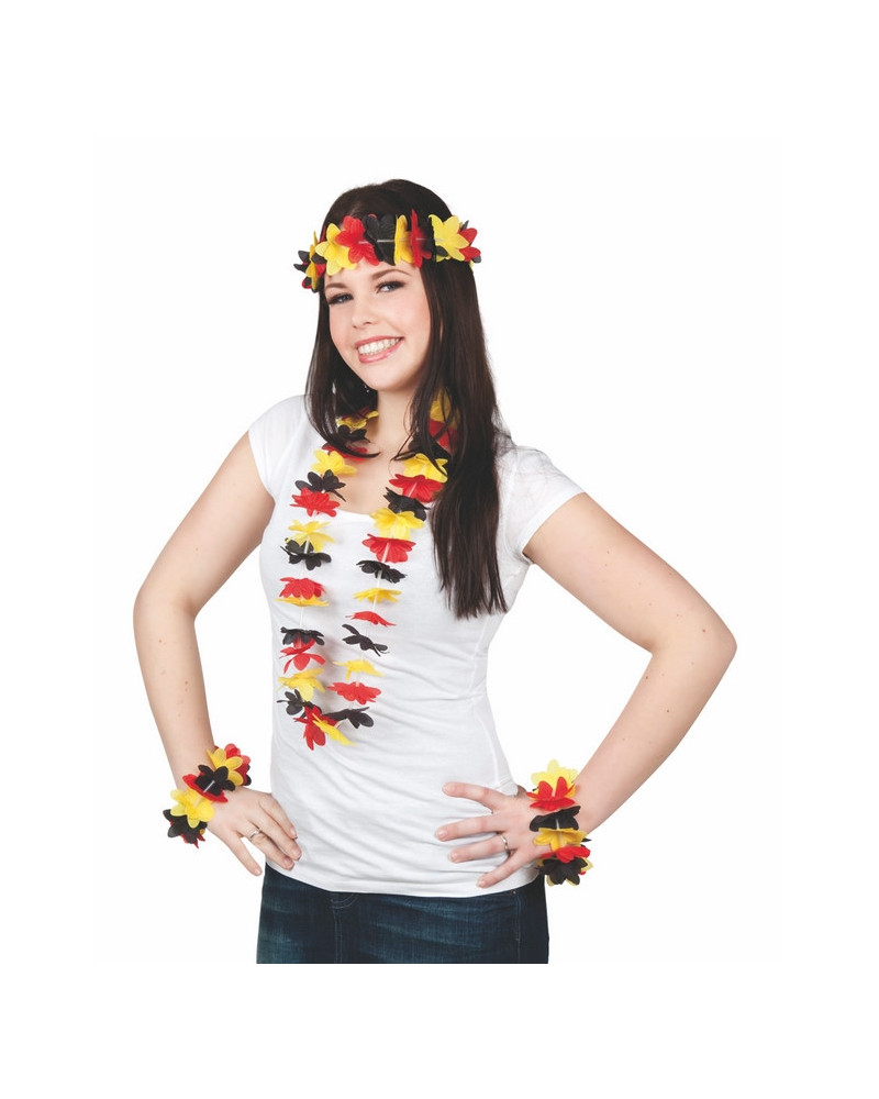 COLLIER HAWAI BELGE + BRACELETS + TIARE