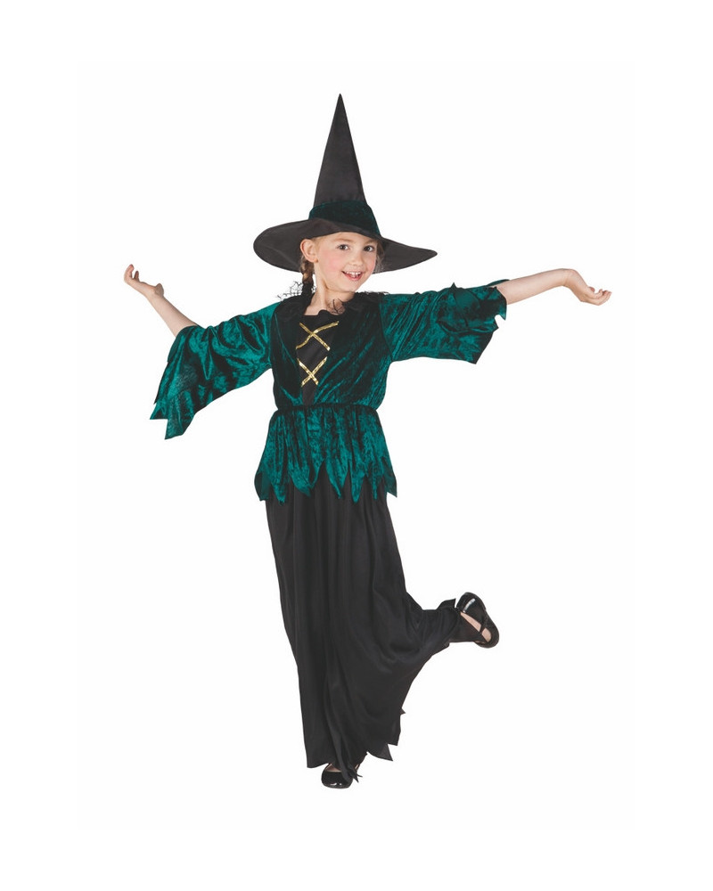 COST SORCIERE GOTHIQUE VERT 7/9 ANS