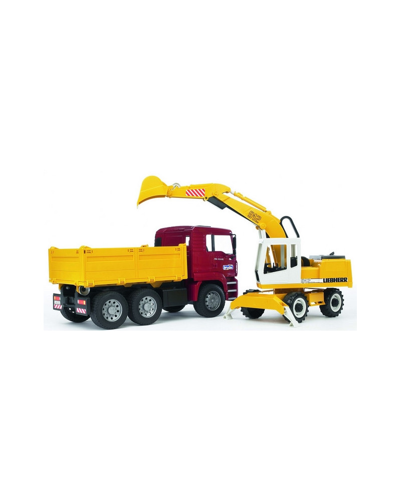 CAMION MAN AVEC GRUE EXCAVA LIEBHERR