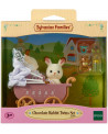 JUMEAUX LAPIN CHOCOLAT POUSSETTE DOUBLE