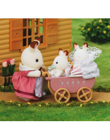 JUMEAUX LAPIN CHOCOLAT POUSSETTE DOUBLE