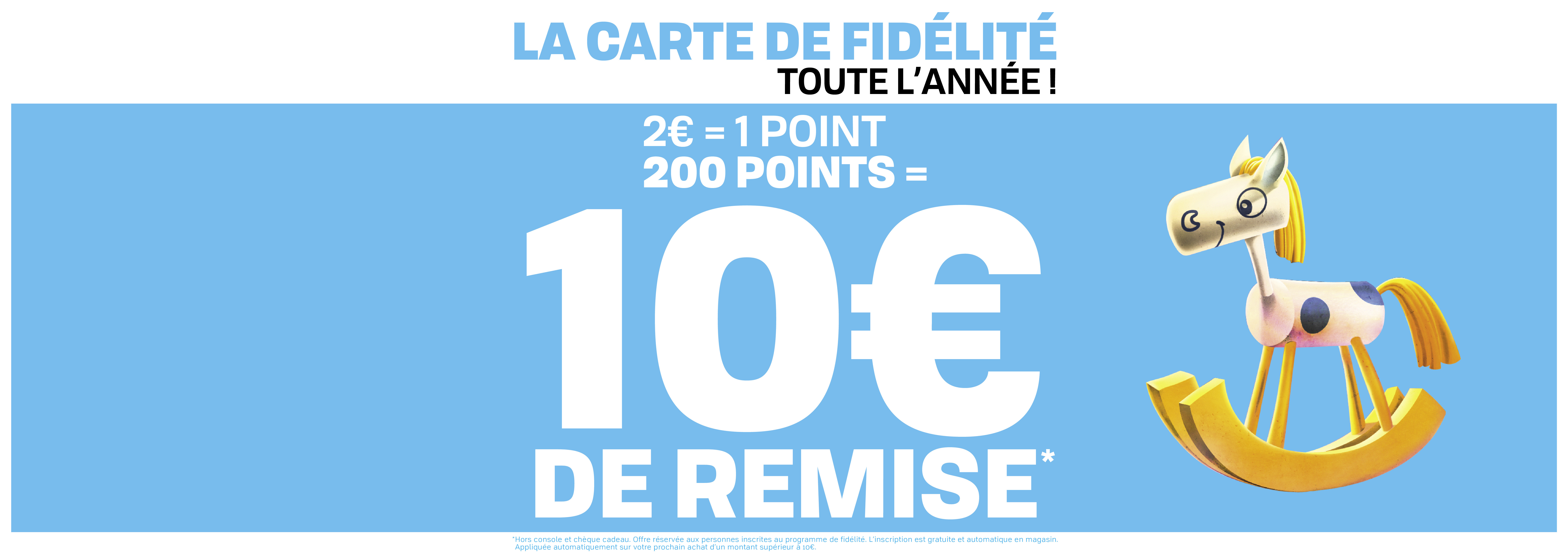 La carte de fidélité Broze : 2€ = 1 point, 200 points = 10€ de remise !